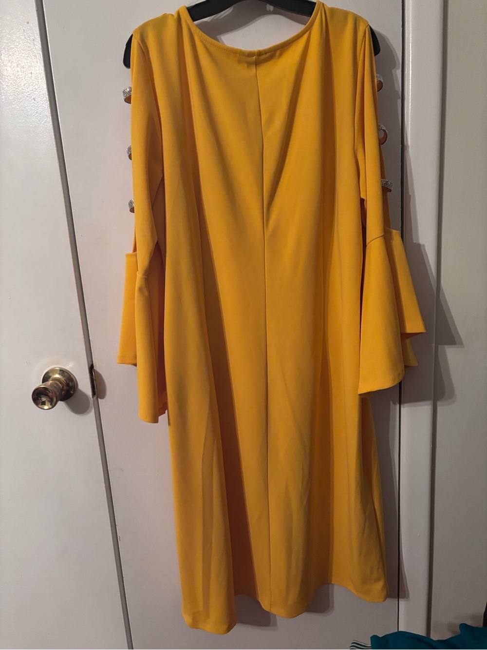 Ashley Stewart Yellow Bell-Sleeve Long Dress